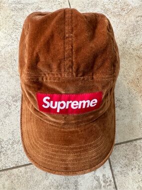🔥 Supreme Velvet Box Logo Camp Cap (Brown / Rust) 🔥